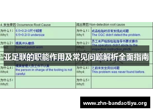 亚足联的职能作用及常见问题解析全面指南