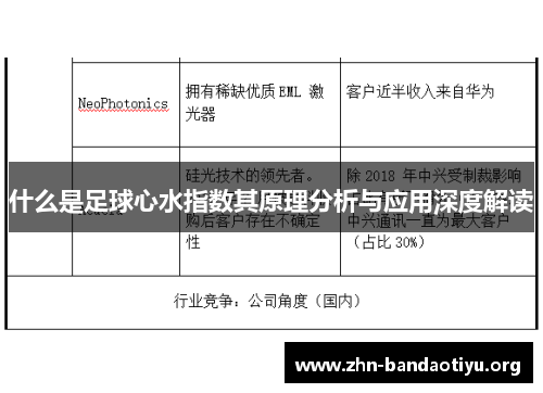 什么是足球心水指数其原理分析与应用深度解读