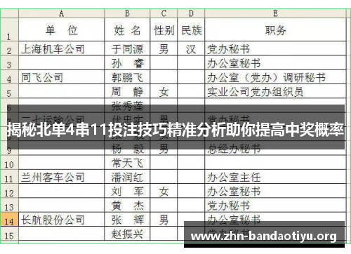 揭秘北单4串11投注技巧精准分析助你提高中奖概率